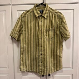 KUHL‎ Men's Green Striped Shirt- Hiking. Size Medium